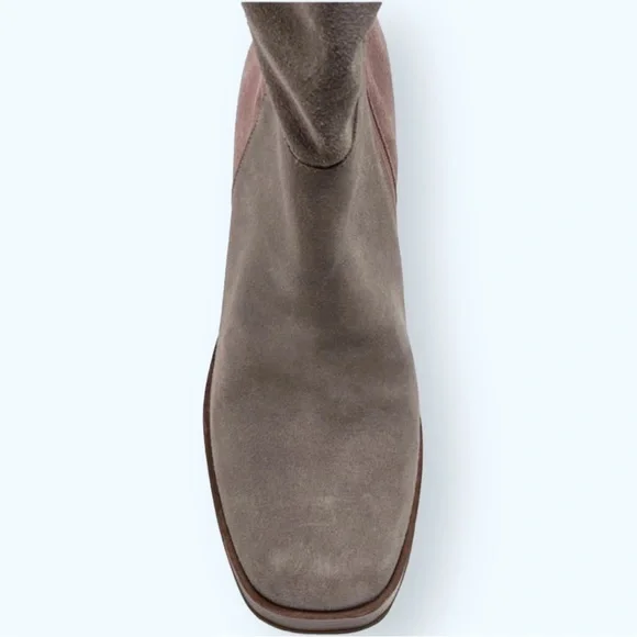 New Free People Patchwork Platform Over-The-Knee Tall Suede Leather Boots Italy
